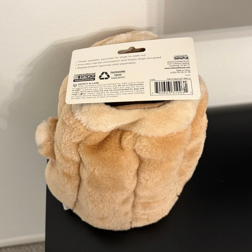 Interactive Squirrel Hideaway Plush Toy for Small Pets